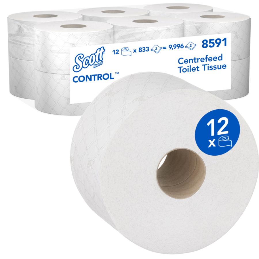 8591 Toaletný papier Scott Control - kotúč so stredovým odvíjaním / biela / 204 m